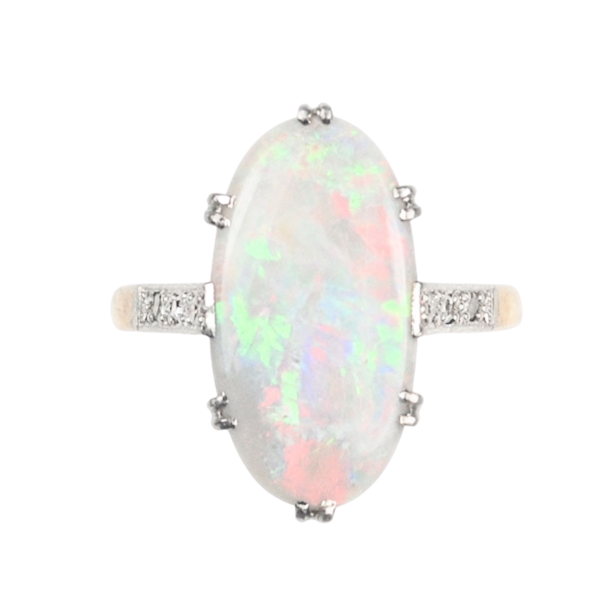 An Art Deco Harlequin Opal Ring - image 3