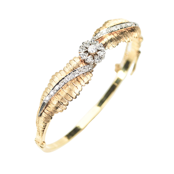 An Antique Gold and Diamond Bangle - image 2