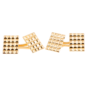 Vintage Cufflinks in 18 Karat Gold with Hobnail Design to Face, French circa 1950
