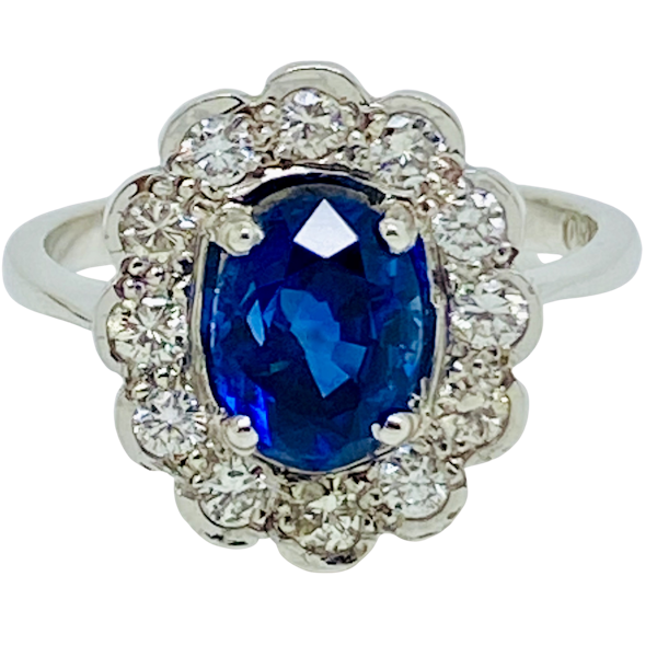 18K white gold 2.00ct Natural Blue Sapphire and 0.50ct Diamond Ring - image 1