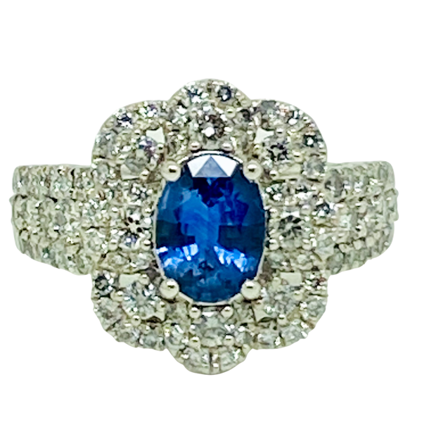 Platinum 1.75ct Natural Blue Sapphire and 2.00ct Diamond Ring - image 1