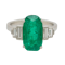Emerald and diamond oval Art Deco ring with emerald  4.50 ct est. - image 1