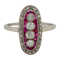 Ruby and diamond Art Deco oval shape platinum ring - image 1