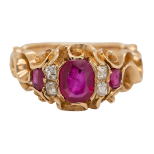 Victorian Burma ruby and diamond ring with certificate