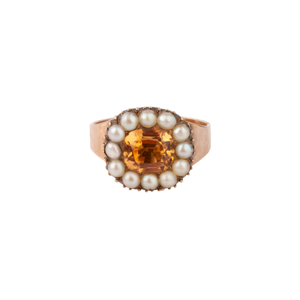 Georgian topaz and pearl ring - image 1