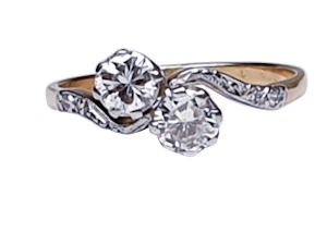 Edwardian Two Stone Diamond Cross Over Engagement Ring DBGEMS