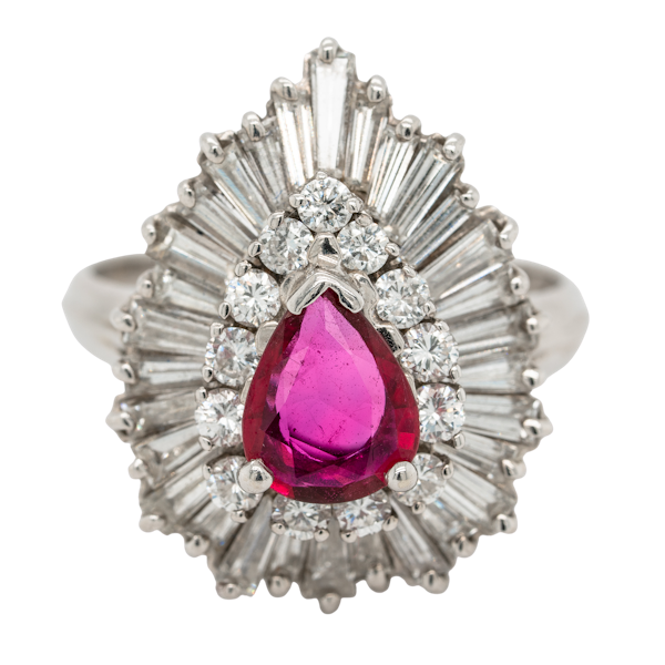 Ruby and diamond  ballerina cluster ring - image 1