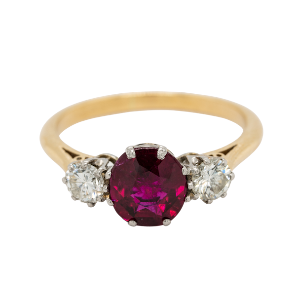 3 stone ruby and diamond ring - image 1