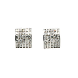 Diamond rectangular cluster clip earrings