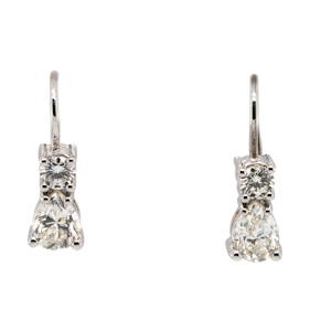 Diamond and platinum  pear shape earrings