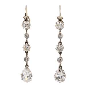 Art Deco diamond drop dangly earrings