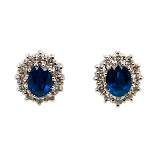 Diamond and sapphire cluster earrings