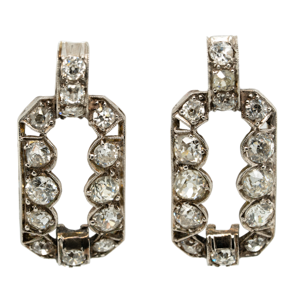 Art Deco rectangular diamond earrings - image 1