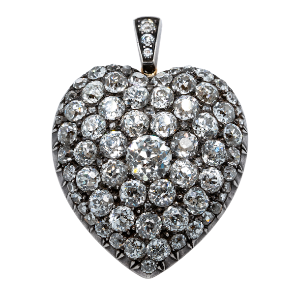 Victorian pave set diamond heart pendant - image 1