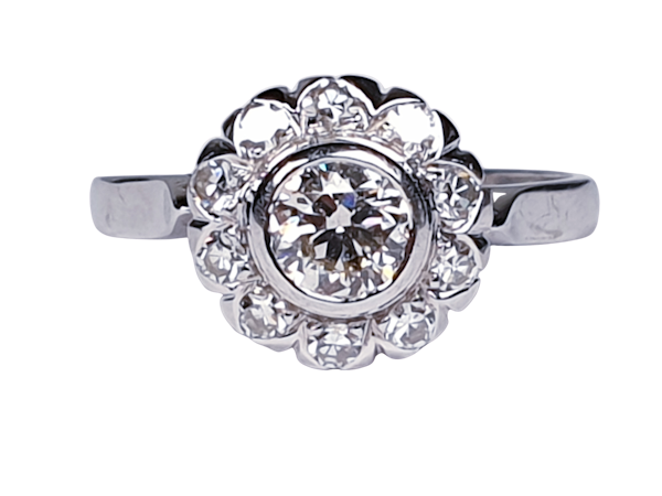 Art Deco Diamond Cluster Engagement Ring  DBGEMS - image 1