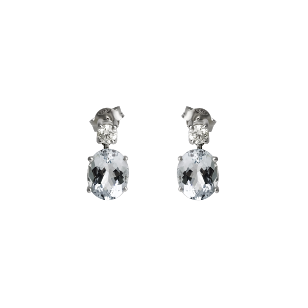 Aquamarine and Diamond Drop Earrings - image 1