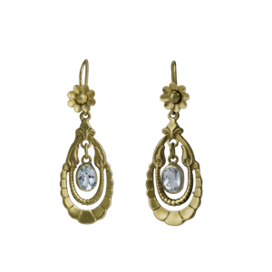 Edwardian Gold and Aquamarine Drop Earrings