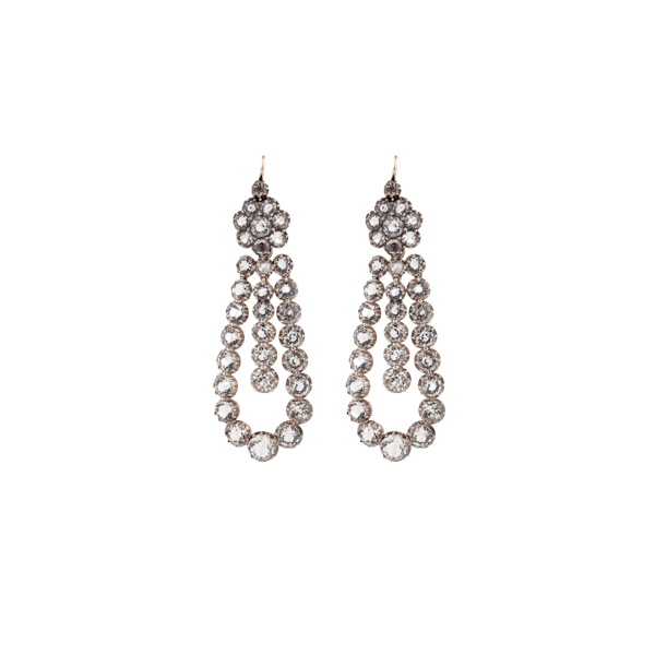 Victorian paste and silver drop earrings - image 1
