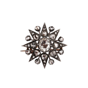 Rose cut diamond star brooch