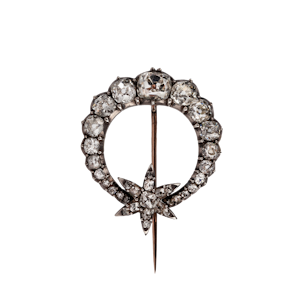 Victorian crescent and star brooch