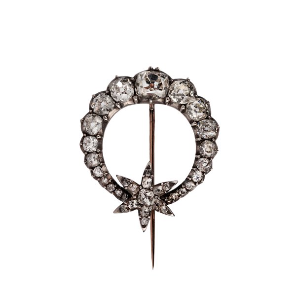 Victorian crescent and star brooch - image 1
