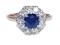 Sapphire and diamond cluster engagement ring 4764   DBGEMS - image 1