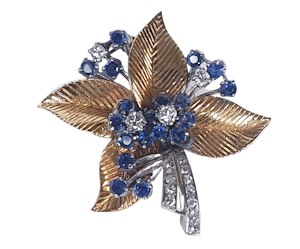 1940's Sapphire and diamond bouquet brooch  DBGEMS
