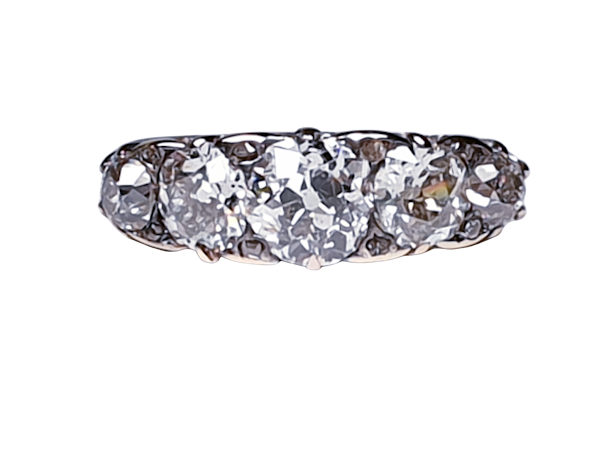 Antique five stone diamond carved half hoop engagement ring  DBGEMS - image 6