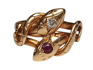 Antique ruby and diamond snake ring DBGEMS