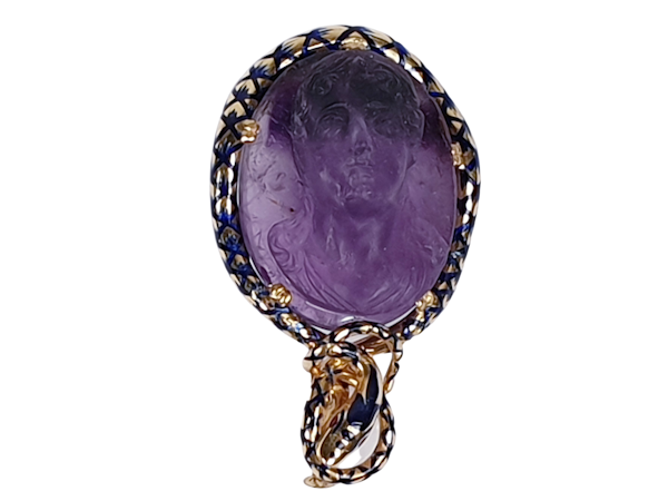 Antique Cleopatra amethyst cameo and entwined asp  DBGEMS - image 5