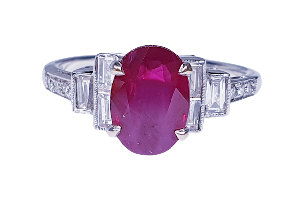Ruby and Baguette Diamond Ring  DBGEMS - image 5