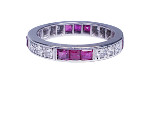 art deco ruby and diamond eternity ring DBGEMS