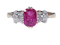 Burmese Ruby and Old Mine Cut Diamond Three Stone Ring  DBGEMS - image 5