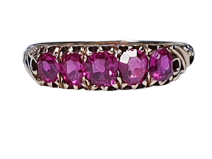 Victorian Five Stone Ruby Ring 3317 DBGEMS