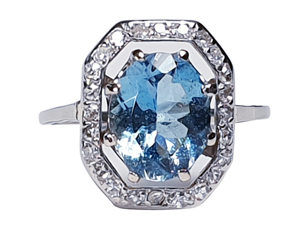 Art deco aquamarine and diamond ring  DBGEMS - image 5