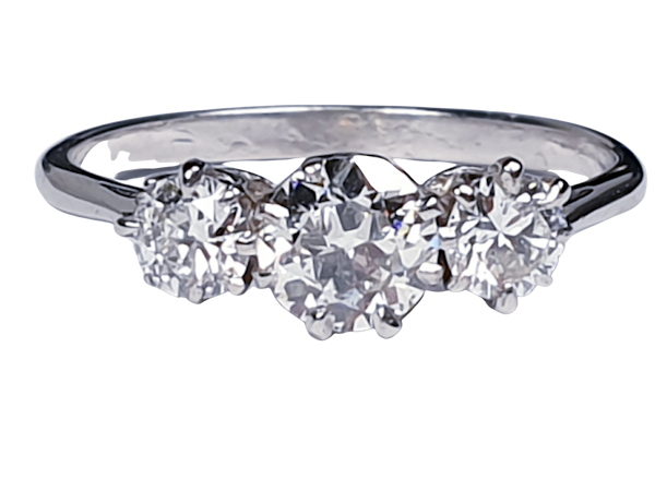 Art deco three stone diamond engagement ring 4730   DBGEMS - image 3