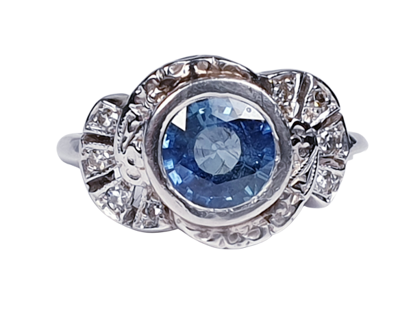 Art Deco Ceylon Sapphire and Diamond Engagement Ring  DBGEMS - image 5
