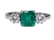 Fantastic Enerald and Diamond Three Stone Diamond Ring  DBGEMS - image 5