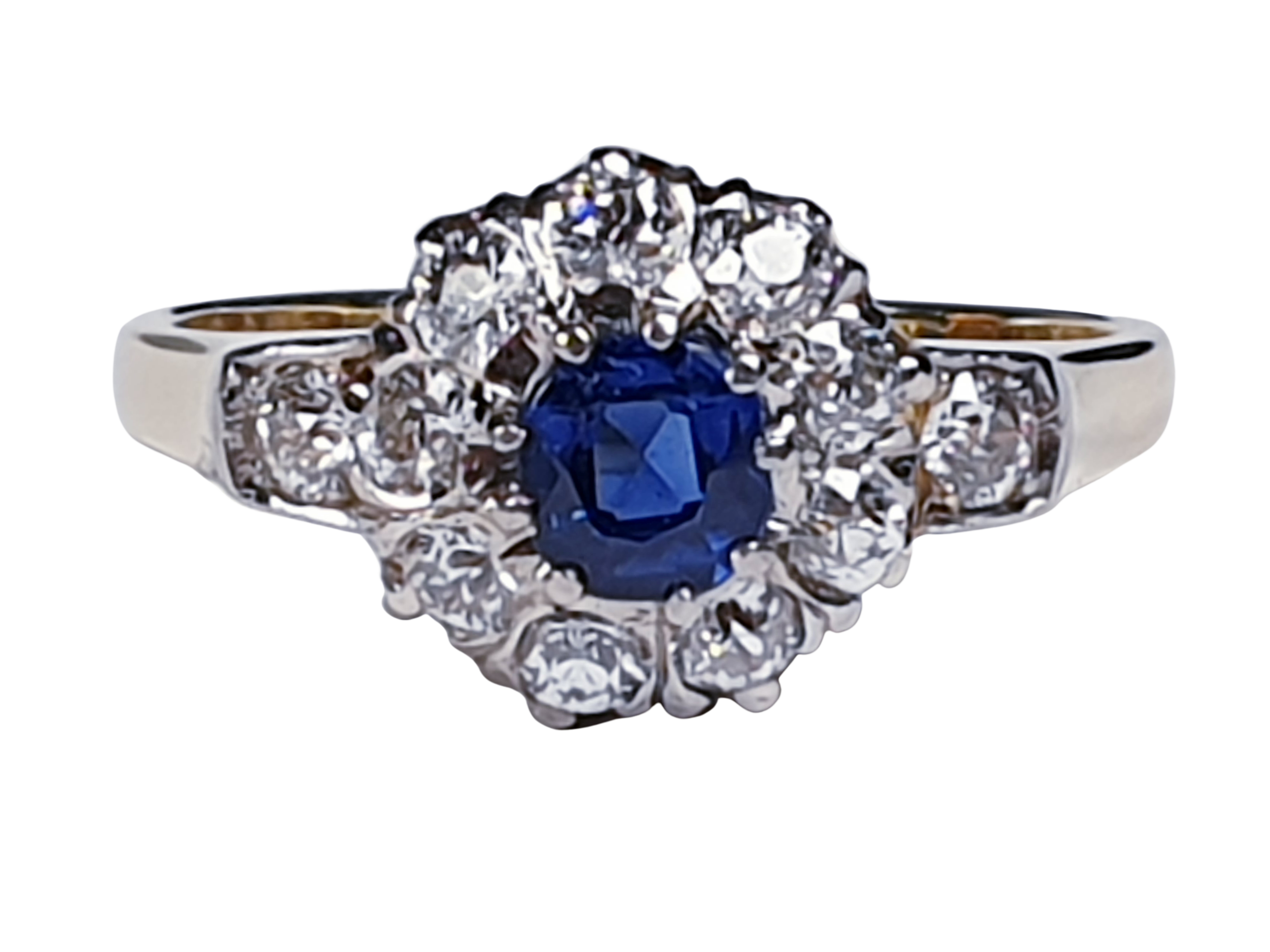 Antique Sapphire And Diamond Cluster Ring 2524 DBGEMS