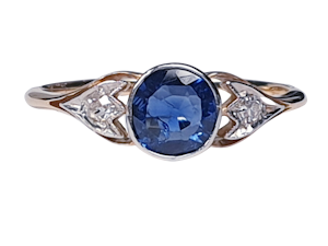 Antique sapphire and diamond engagement ring DBGEMS