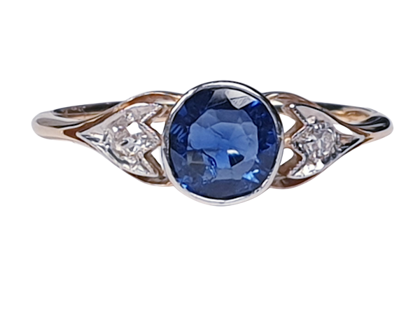Antique sapphire and diamond engagement ring  DBGEMS - image 1