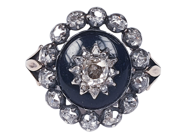 Antique diamond and garnet panel ring 4590   DBGEMS - image 1