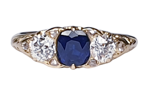 Sapphire and diamond carved half hoop engagement ring  DBGEMS
