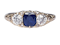 Sapphire and diamond carved half hoop engagement ring  DBGEMS - image 5