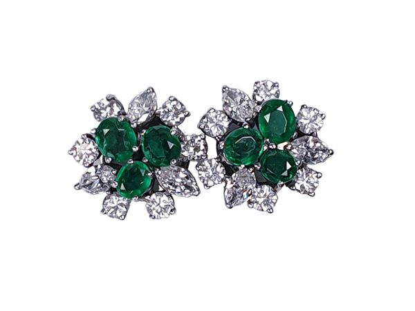 Emerald and marquise diamond scattered earstuds  DBGEMS - image 1