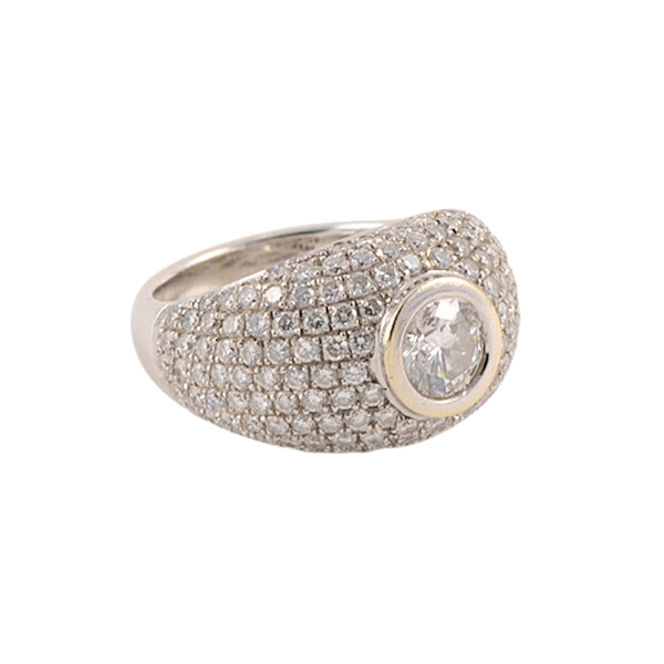 1970's, Bombé 18ct White Gold Diamond stone set Ring, SHAPIRO & Co since1979 - image 1