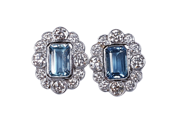 geometric aquamarine and diamond earrings  DBGEMS - image 1