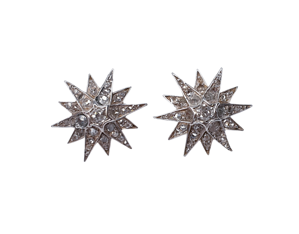 Antique diamond star earrings  DBGEMS - image 1
