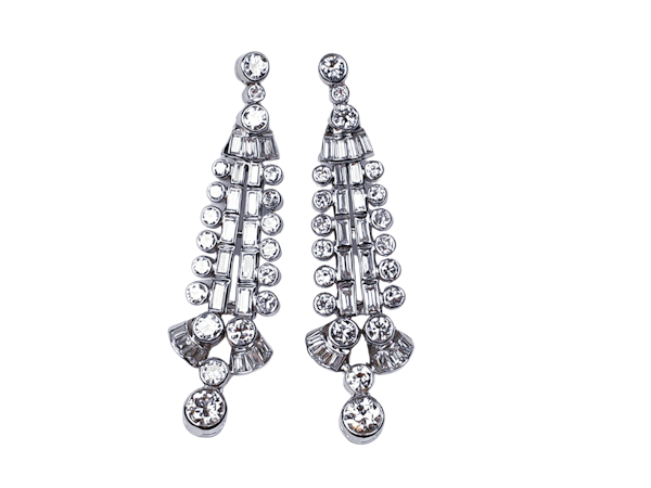 Diamond and Baguette Diamond Drop Earrings  DBGEMS - image 1