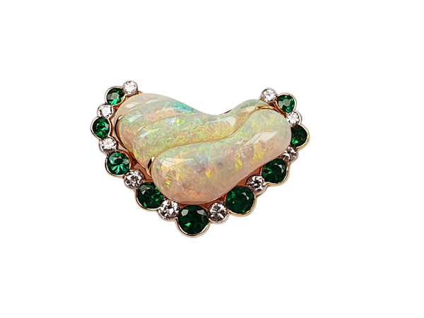 Opal emerald and diamond brooch  DBGEMS - image 1
